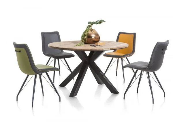 Ronde Eetkamertafel COLOMBO - Massief Eik Railway Bruin Hout 5 Ronde Eetkamertafel COLOMBO - Massief Eik Railway Bruin Hout - Afbeelding 5