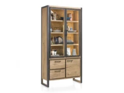 Kast Vitrine METALO - Railway Brown Hout
