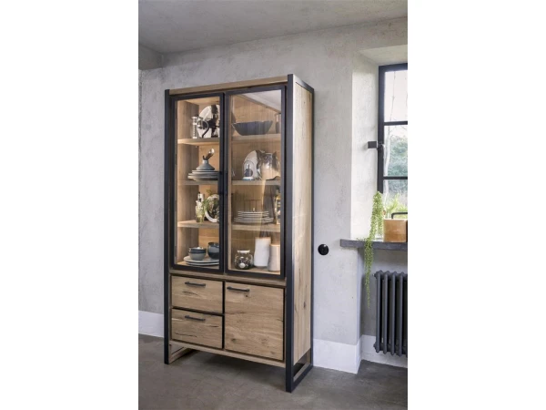 Kast Vitrine METALO - Railway Brown Hout 4 Kast Vitrine METALO - Railway Brown Hout - Afbeelding 4