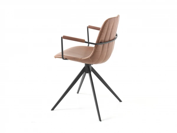 Draaibare Armstoel J515A - Vintage Cognac Bruin 2 Draaibare Armstoel J515A - Vintage Cognac Bruin - Afbeelding 2