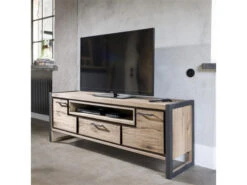 Tv-Meubel Incl. Led METALO - Railway Brown Hout -Zuiver || RICHMOND Verkoop 9954 deba meubelen woonkamer henders amp hazel metalo