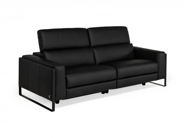 3-zit Met Relaxen PIER - Leder Zwart Zwart 2 3-zit Met Relaxen PIER - Leder Zwart Zwart - Afbeelding 2