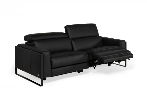 3-zit Met Relaxen PIER - Leder Zwart Zwart 3 3-zit Met Relaxen PIER - Leder Zwart Zwart - Afbeelding 3