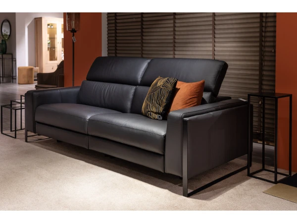 3-zit Met Relaxen PIER - Leder Zwart Zwart 10 3-zit Met Relaxen PIER - Leder Zwart Zwart - Afbeelding 10