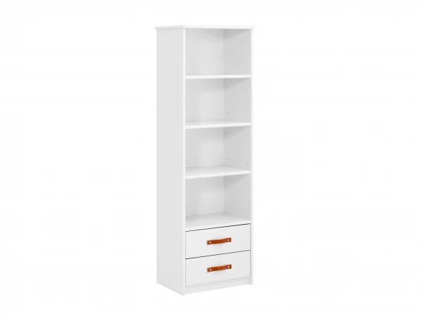 Kast Boekenkast - Wit Met Lederen Grepen Wit 1 Kast Boekenkast - Wit Met Lederen Grepen Wit