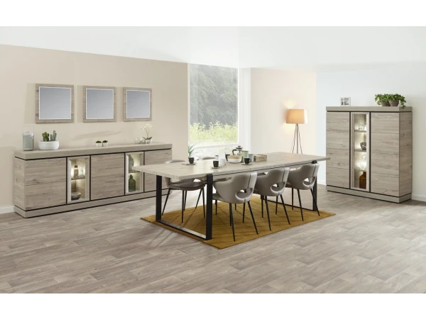 Vitrine BELLUNO - Millenium Oak Light Grey Hout 2 Vitrine BELLUNO - Millenium Oak Light Grey Hout - Afbeelding 2