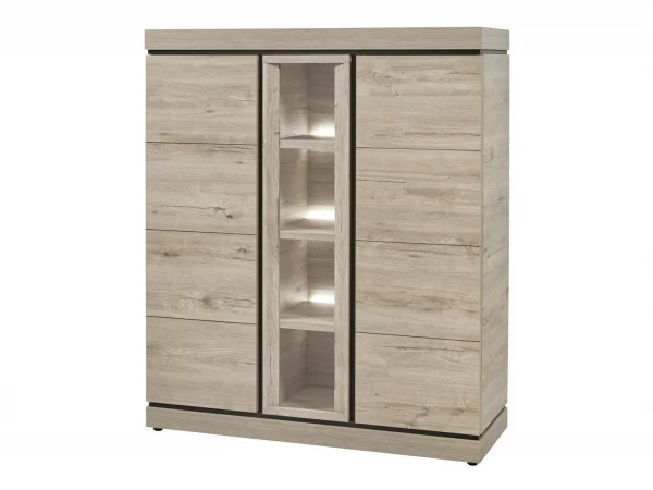Vitrine BELLUNO - Millenium Oak Light Grey Hout 1 Vitrine BELLUNO - Millenium Oak Light Grey Hout