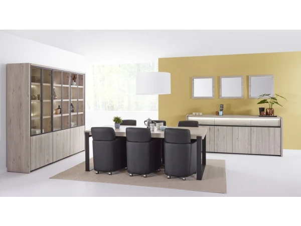 Vitrine LUCCA Groot - Millenium Eik Lichtgrijs Hout 2 Vitrine LUCCA Groot - Millenium Eik Lichtgrijs Hout - Afbeelding 2