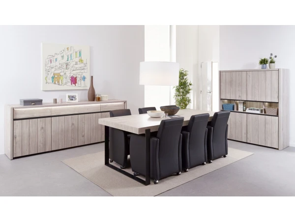 Eetkamertafel LUCCA - Millenium Eik Lichtgrijs/zwart Hout 3 Eetkamertafel LUCCA - Millenium Eik Lichtgrijs/zwart Hout - Afbeelding 3