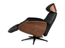 Elektr. Relaxfauteuil Met Accu VOLDEN - Zwart Leder/Walnoot Zwart -Zuiver || RICHMOND Verkoop flexlux volden 67460