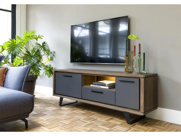 Lowboard CUBO 140 Cm - Burned Oak Multicolor 4 Lowboard CUBO 140 Cm - Burned Oak Multicolor - Afbeelding 4