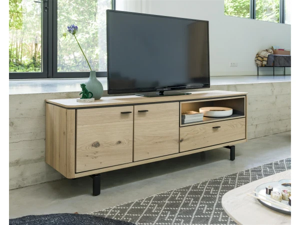 Lowboard LIVADA Klein - Natural Lacquered Hout 4 Lowboard LIVADA Klein - Natural Lacquered Hout - Afbeelding 4