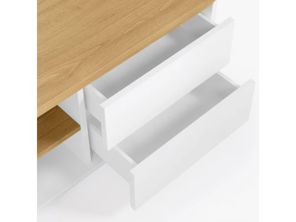 TV-kast ABILEN - Wit/eik Fineer Wit 5 TV-kast ABILEN - Wit/eik Fineer Wit - Afbeelding 5