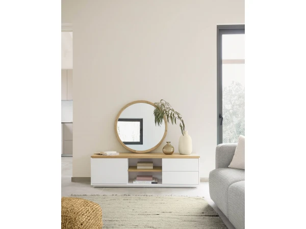 TV-kast ABILEN - Wit/eik Fineer Wit 2 TV-kast ABILEN - Wit/eik Fineer Wit - Afbeelding 2