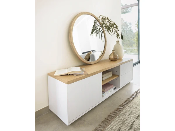 TV-kast ABILEN - Wit/eik Fineer Wit 3 TV-kast ABILEN - Wit/eik Fineer Wit - Afbeelding 3