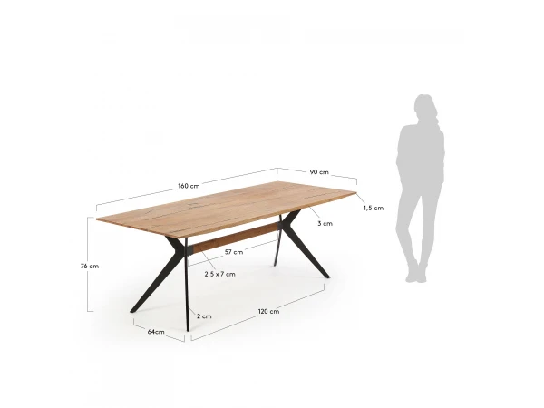 Eetkamertafel AMETHYST - Naturel Eiken Hout 6 Eetkamertafel AMETHYST - Naturel Eiken Hout - Afbeelding 6