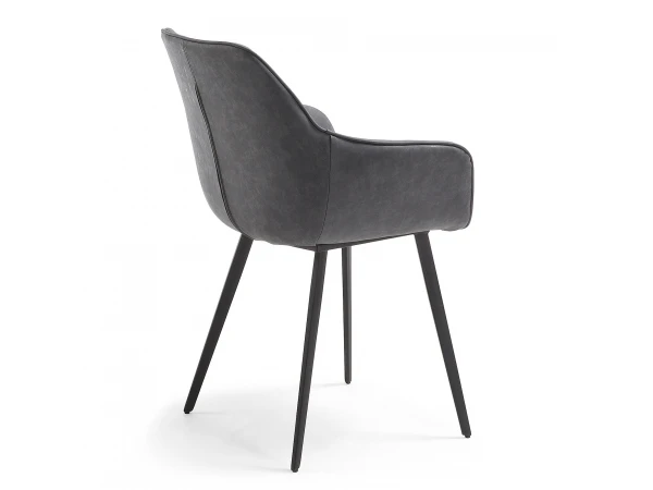 Armstoel AMIRA - Grafiet Grijs Lederlook Grijs 3 Armstoel AMIRA - Grafiet Grijs Lederlook Grijs - Afbeelding 3