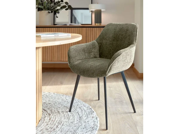 Set 4 Stoelen AMIRA - Donkergroen Chenille Groen 9 Set 4 Stoelen AMIRA - Donkergroen Chenille Groen - Afbeelding 9