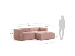 2-zit Met Chaise Longue Rechts BLOK - Roze Corduroy Roze -Zuiver || RICHMOND Verkoop kave home blok 45697