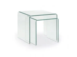 Set Van 2 Bijzettafels BURANO - Glas Glas