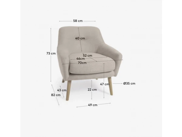 Fauteuil CANDELA - Beige Beige 9 Fauteuil CANDELA - Beige Beige - Afbeelding 9