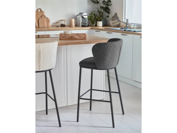 Barstoel CISELIA - Zwart Schapenvacht Zwart 8 Barstoel CISELIA - Zwart Schapenvacht Zwart - Afbeelding 8