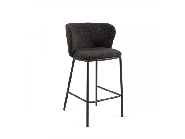 Barstoel CISELIA - Zwart Schapenvacht Zwart 1 Barstoel CISELIA - Zwart Schapenvacht Zwart