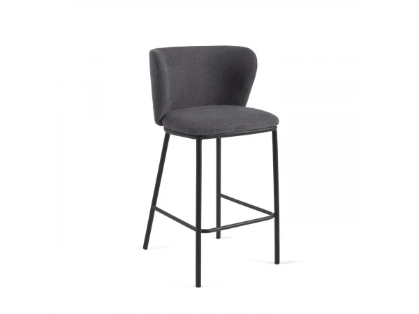 Barstoel CISELIA - Donkergrijs Chenille Grijs 1 Barstoel CISELIA - Donkergrijs Chenille Grijs