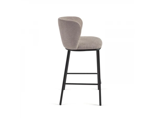 Barstoel CISELIA - Lichtbruin Chenille Bruin 2 Barstoel CISELIA - Lichtbruin Chenille Bruin - Afbeelding 2