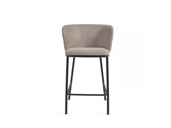 Barstoel CISELIA - Lichtbruin Chenille Bruin 4 Barstoel CISELIA - Lichtbruin Chenille Bruin - Afbeelding 4