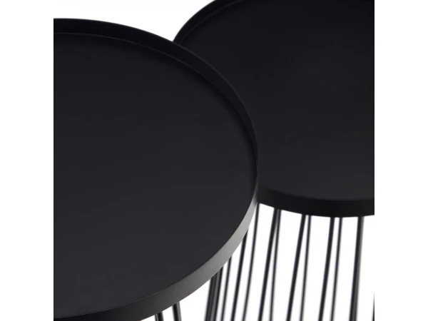 Set 2 Bijzettafels DILVA - Zwart Metaal Zwart 2 Set 2 Bijzettafels DILVA - Zwart Metaal Zwart - Afbeelding 2