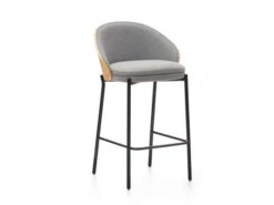 Barstoel EAMY - Lichtgrijs / Naturel Grijs