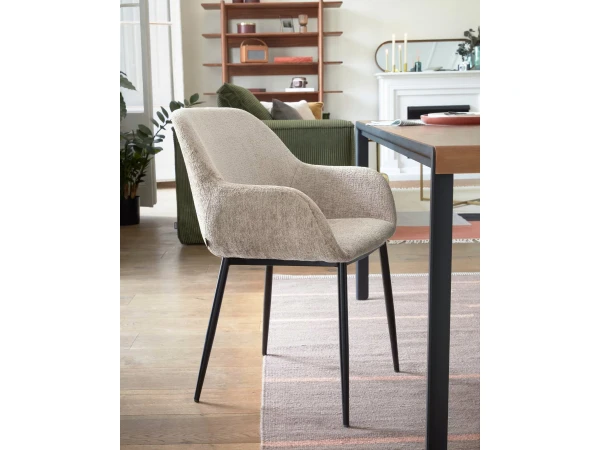 Armstoel KONNA - Beige Chenille Beige 8 Armstoel KONNA - Beige Chenille Beige - Afbeelding 8