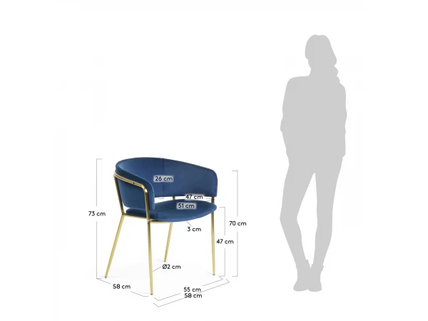 Armstoel RUNNIE - Donkerblauw Blauw 5 Armstoel RUNNIE - Donkerblauw Blauw - Afbeelding 5