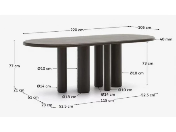 Ovale Tafel MAILEN - Donker Essenfineer Hout 6 Ovale Tafel MAILEN - Donker Essenfineer Hout - Afbeelding 6