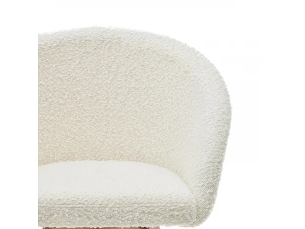 Draaibare Stoel MARVIN - Wit Boucle/poten Natuur Wit 5 Draaibare Stoel MARVIN - Wit Boucle/poten Natuur Wit - Afbeelding 5