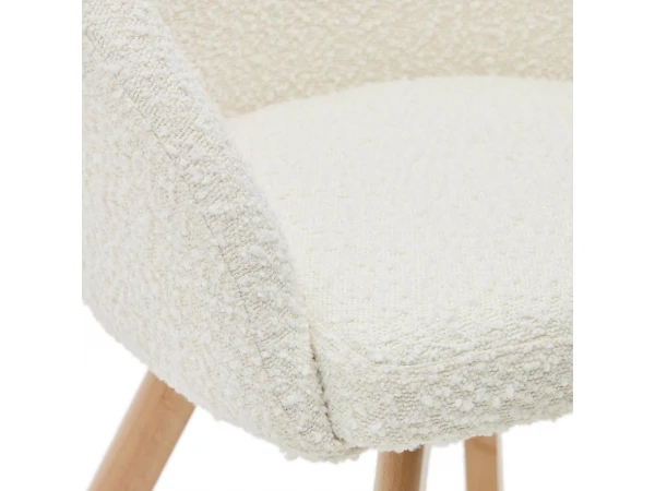 Draaibare Stoel MARVIN - Wit Boucle/poten Natuur Wit 6 Draaibare Stoel MARVIN - Wit Boucle/poten Natuur Wit - Afbeelding 6