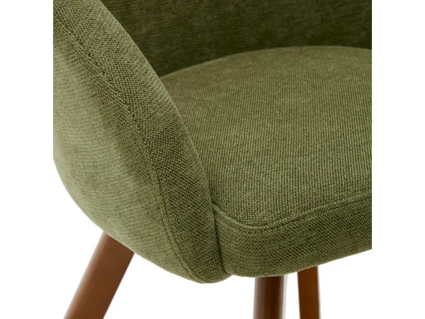 Draaibare Stoel MARVIN - Groen Chenille/poten Walnoot Groen 6 Draaibare Stoel MARVIN - Groen Chenille/poten Walnoot Groen - Afbeelding 6