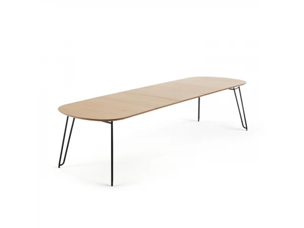 Ovale Uitschuiftafel NOVAC - Eikenfineer Hout 2 Ovale Uitschuiftafel NOVAC - Eikenfineer Hout - Afbeelding 2