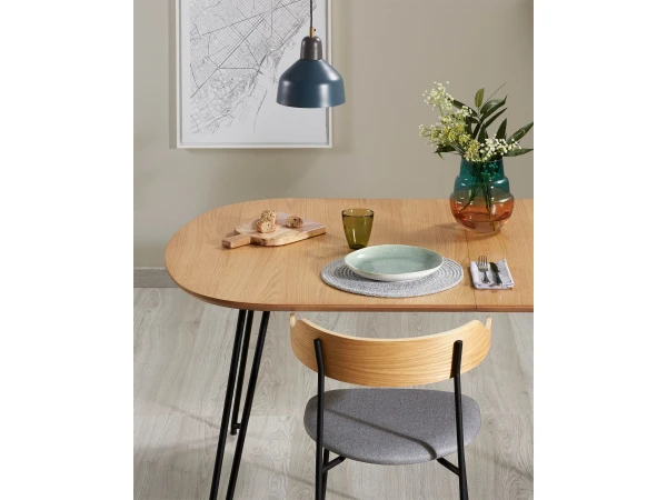 Ovale Uitschuiftafel NOVAC - Eikenfineer Hout 4 Ovale Uitschuiftafel NOVAC - Eikenfineer Hout - Afbeelding 4