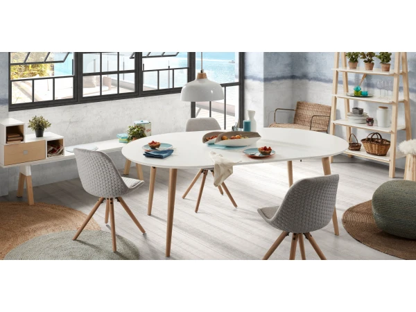 Ronde Uitschuiftafel OQUI - Wit Wit 8 Ronde Uitschuiftafel OQUI - Wit Wit - Afbeelding 8