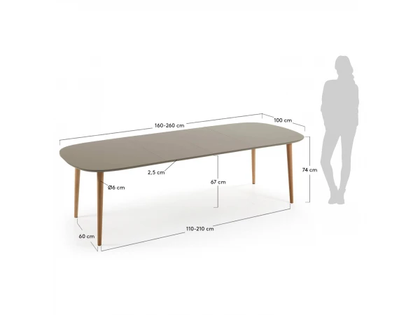 Uitschuiftafel OQUI - Taupe Taupe 7 Uitschuiftafel OQUI - Taupe Taupe - Afbeelding 7