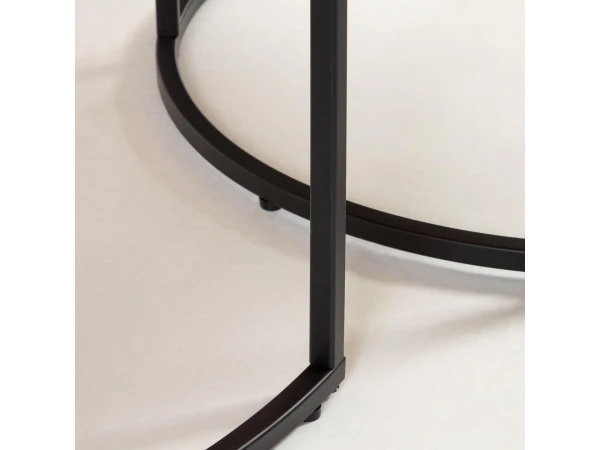 Set 2 Bijzettafels Rond YOANA - Eikenfineer Hout 3 Set 2 Bijzettafels Rond YOANA - Eikenfineer Hout - Afbeelding 3