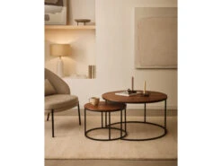 Set 2 Bijzettafels YOANA - Walnootfineer Hout -Zuiver || RICHMOND Verkoop kave home yoana 72002