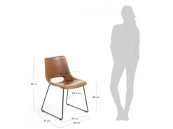 Eetkamerstoel ZAHARA - Bruin Lederlook Cognac -Zuiver || RICHMOND Verkoop kave home zahara 34070