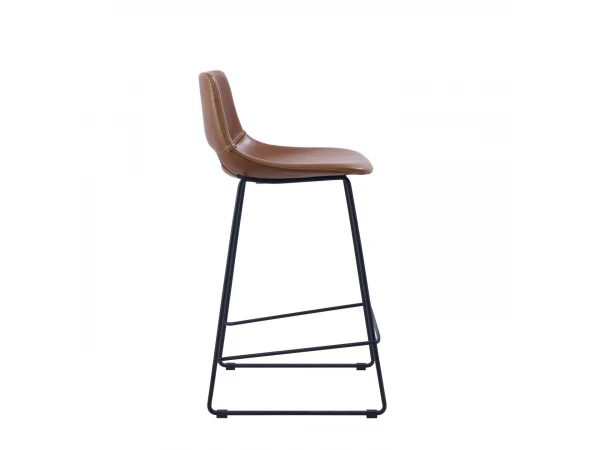 Barstoel ZAHARA - Bruin Lederlook Bruin 3 Barstoel ZAHARA - Bruin Lederlook Bruin - Afbeelding 3