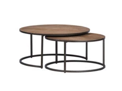 Set Van 2 Salontafels Rond Hout