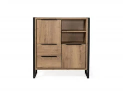 Barkast CARLTON - Natuur/zwart Metaal Hout