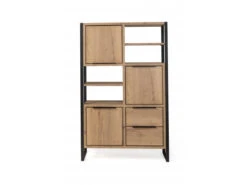 Hoge Barkast CARLTON - Natuur/zwart Metaal Hout