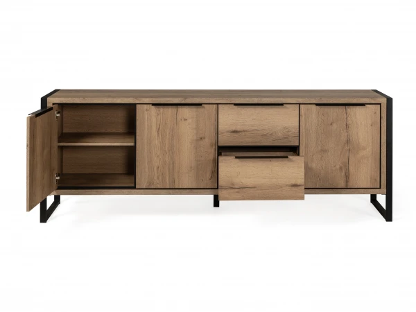 Dressoir CARLTON Groot - Natuur/zwart Metaal Hout 3 Dressoir CARLTON Groot - Natuur/zwart Metaal Hout - Afbeelding 3